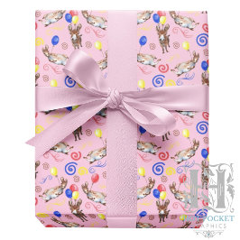Donkey Birthday Gift Wrapping Paper in Pink Geschenkpapier