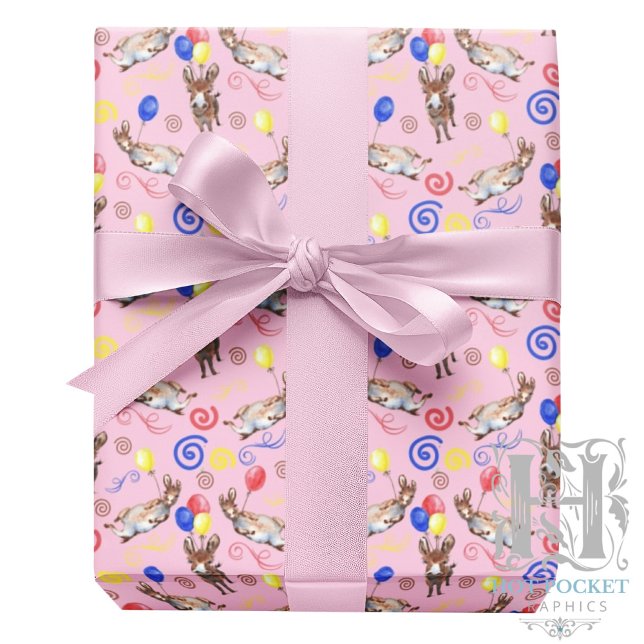 Donkey Birthday Gift Wrapping Paper in Pink Geschenkpapier (Von Creator hochgeladen)