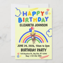 Donkey Birthday Party Invitation Yellow Einladung