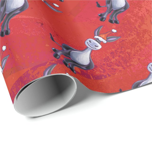 Donkey Christmas auf Green Geschenkpapier (Rolleneckpunkt)