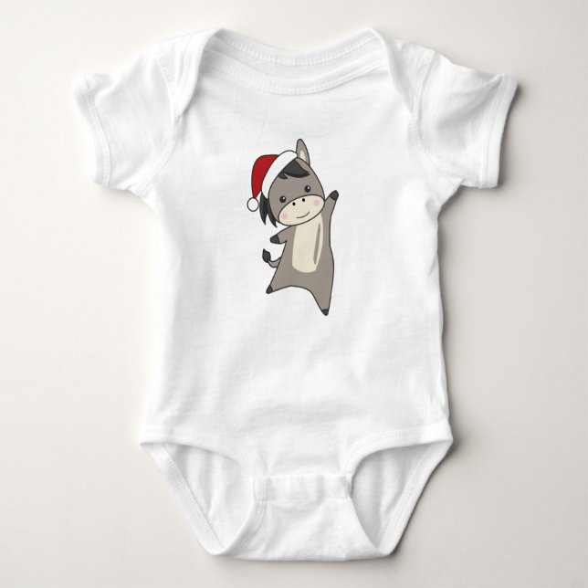 Donkey Christmas Donkeys Winter Animals Baby Strampler (Vorderseite)