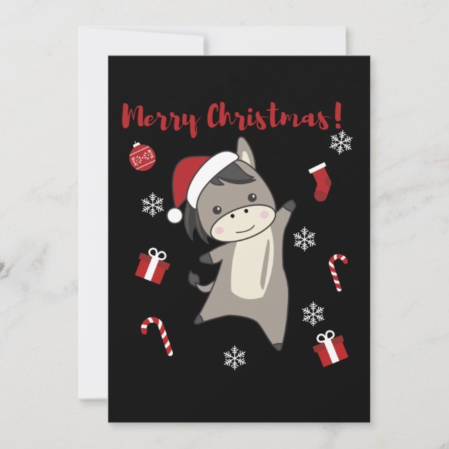 Donkey Christmas Donkeys Winter Animals Feiertagskarte (Vorderseite)