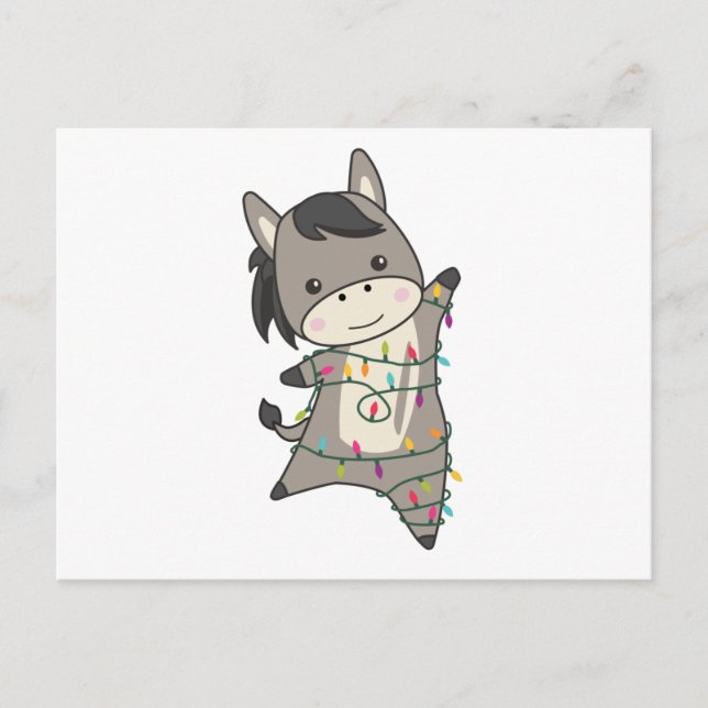 Donkey Christmas Donkeys Winter Animals Postkarte (Vorderseite)