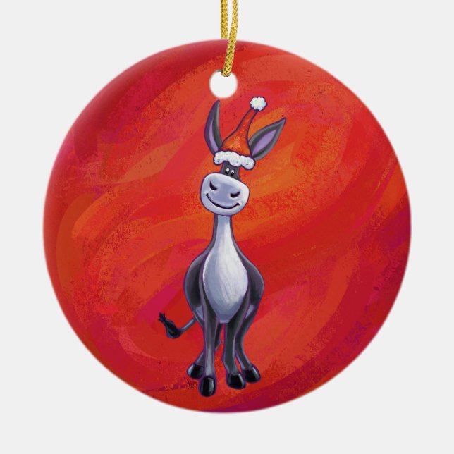 Donkey Christmas Keramik Ornament (Vorne)
