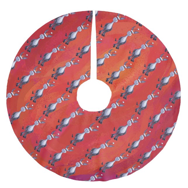 Donkey Christmas Polyester Weihnachtsbaumdecke (Vorderseite)