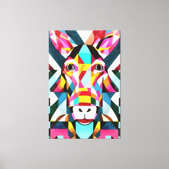 Donkey Colorful Fun Geometrie Abstrakte Kunst Leinwanddruck (Vorderseite)
