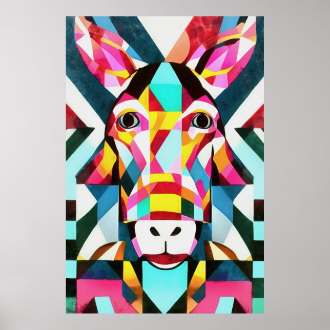 Donkey Colorful Fun Geometrie Abstrakte Kunst Poster (Vorne)