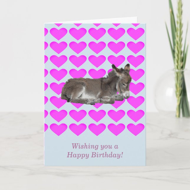 Donkey Foal auf rosa Herzen Karte (Vorderseite)