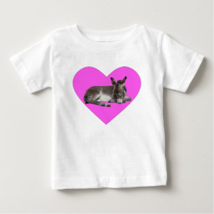 Donkey Foal in Big Pink Heart Baby T-shirt