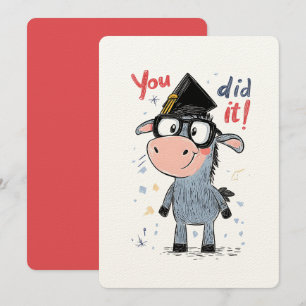 Donkey Genius Abschluss - Nerd Brille und Cap Einladung