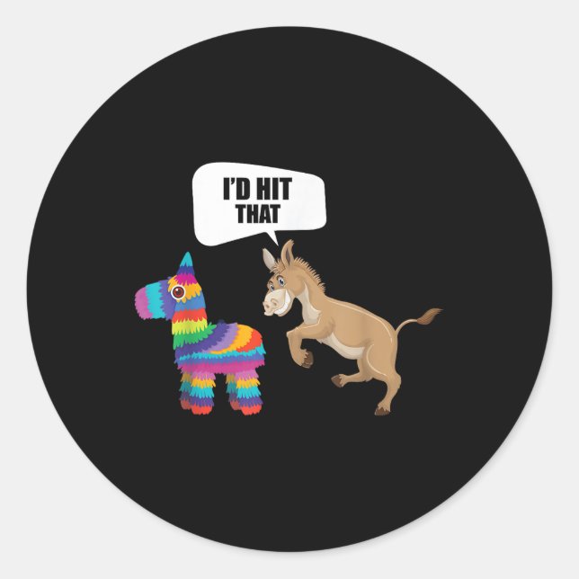 Donkey Id traf, dass Pinata mexikanische Funny Cin Runder Aufkleber (Vorderseite)