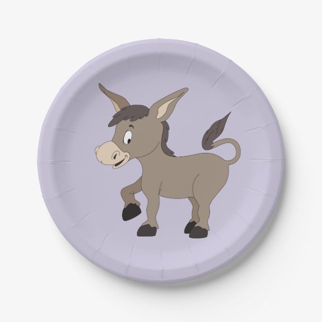 Donkey Illustration Kinder Papier Teller (Vorderseite)