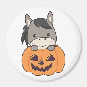 Donkey in Pumpkin Sweet Donkey Happy Halloween Mag Magnet