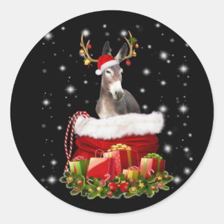 Donkey Lover Geschenk| Happy Donkey Frohe Weihnach Runder Aufkleber
