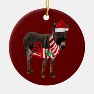 Donkey mit Hat Scaft Weihnachten Keramik Ornament