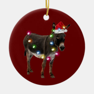 Donkey mit Hutschuh Weihnachten Keramik Ornament