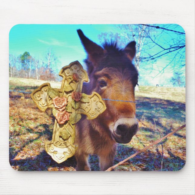 Donkey mit Rose Cross Mousepad (Vorne)
