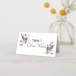 Donkey Pink Floral Wedding Place Card Platzkarte