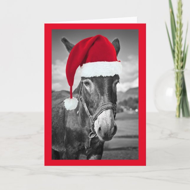 DONKEY PORTANT LA CARTE DE NOËL DE NOËL (Devant)
