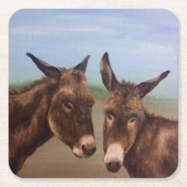 Donkey Rechteckiger Pappuntersetzer (Vorderseite)
