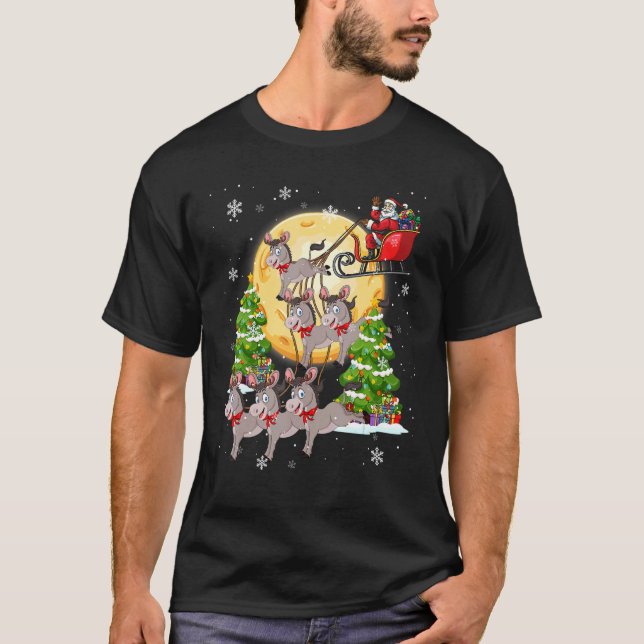 Donkey Rentier Christmas Hund Katze Weihnachten We T-Shirt (Vorderseite)