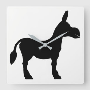 Donkey Silhouette Quadratische Wanduhr
