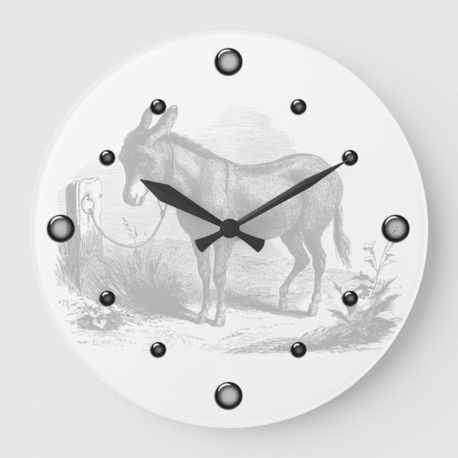 Donkey Sketch Wall Clock Große Wanduhr (Vorderseite)