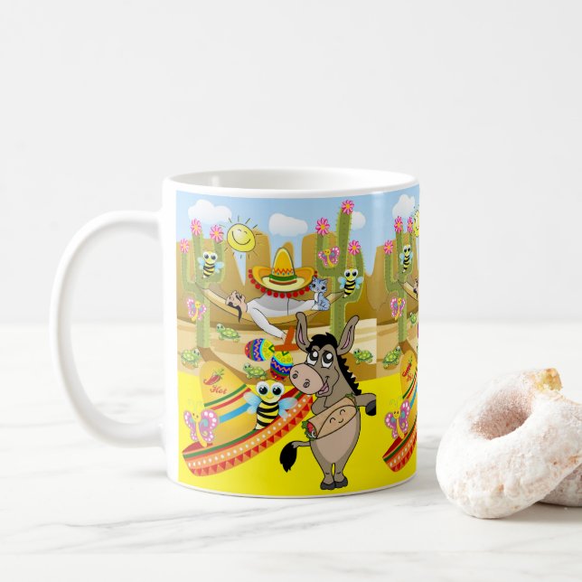 Donkey Sombrero Butterfly Gelbe Tasse (Mit Donut)