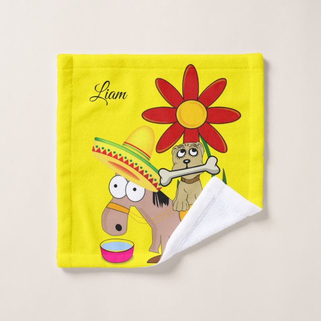Donkey Sombrero Mexican Hands Handtuch Sets (Waschlappen)