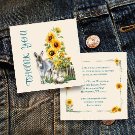 Donkey Sunflowers Small Business Thank You Quadratische Visitenkarte