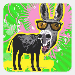 Donkey trägt eine Sonnenbrille Quadratischer Aufkleber