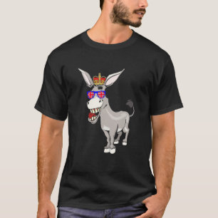 Donkey trägt Sonnenbrille und Crown England Fla T-Shirt