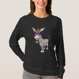 Donkey trägt Sonnenbrille und Crown England Fla T-Shirt