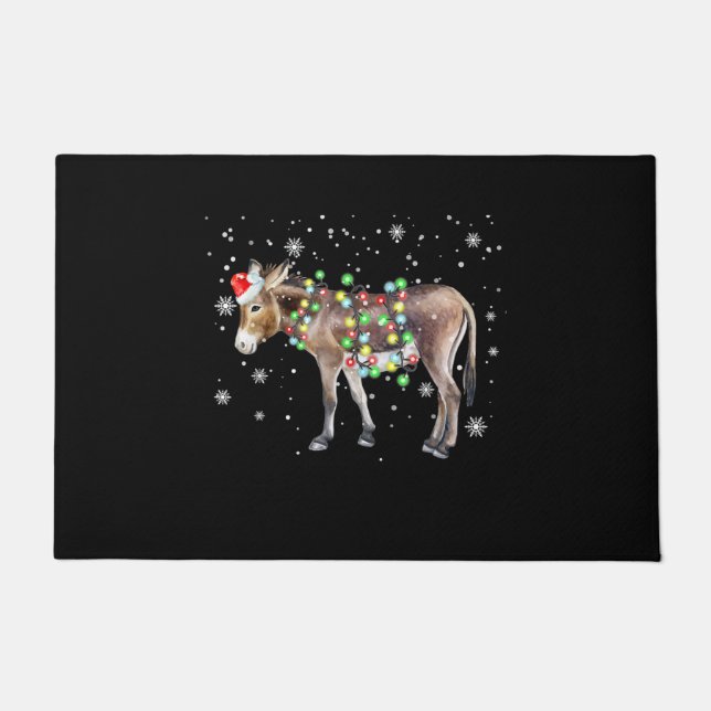 Donkey Weihnachtsbeleuchtung Farbe  | Santa Donkey Fußmatte (Vorderseite)