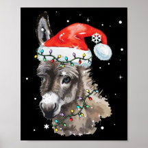Donkey Weihnachtsfarbenleuchten Weihnachtsmannmütz