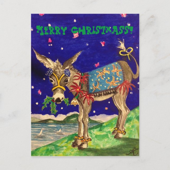 Donkey Weihnachtskarten Postkarte (Vorderseite)