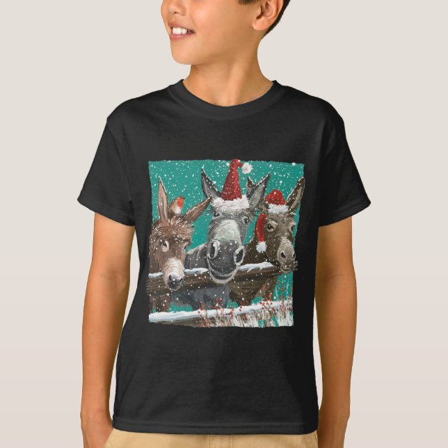 Donkey Weihnachtsmannmütze Donkey Lover Niedlich D T-Shirt (Vorderseite)