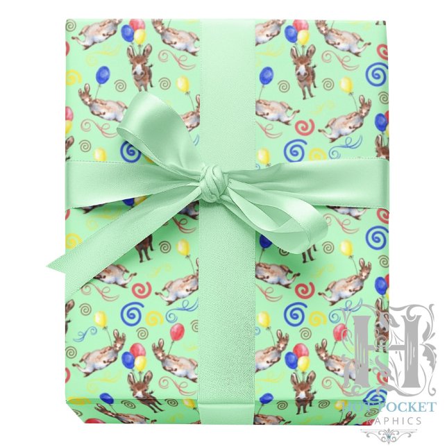 Donkey Wrapping Paper in Green Geschenkpapier (Von Creator hochgeladen)