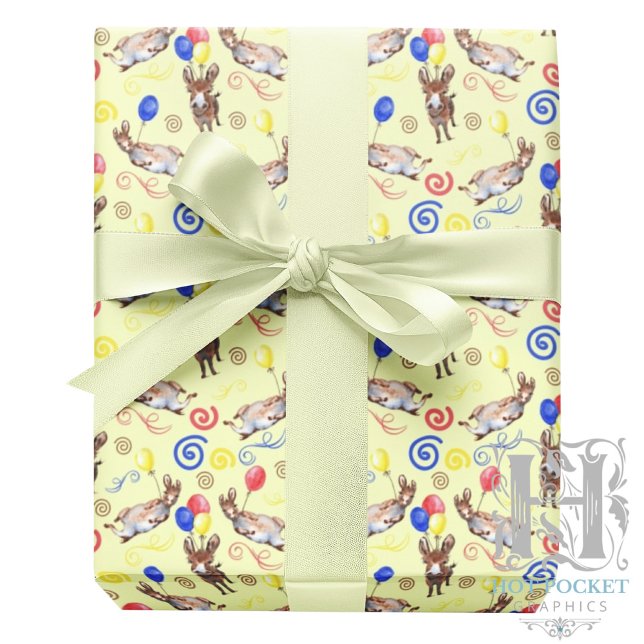 Donkey Wrapping Paper in Yellow Geschenkpapier (Von Creator hochgeladen)