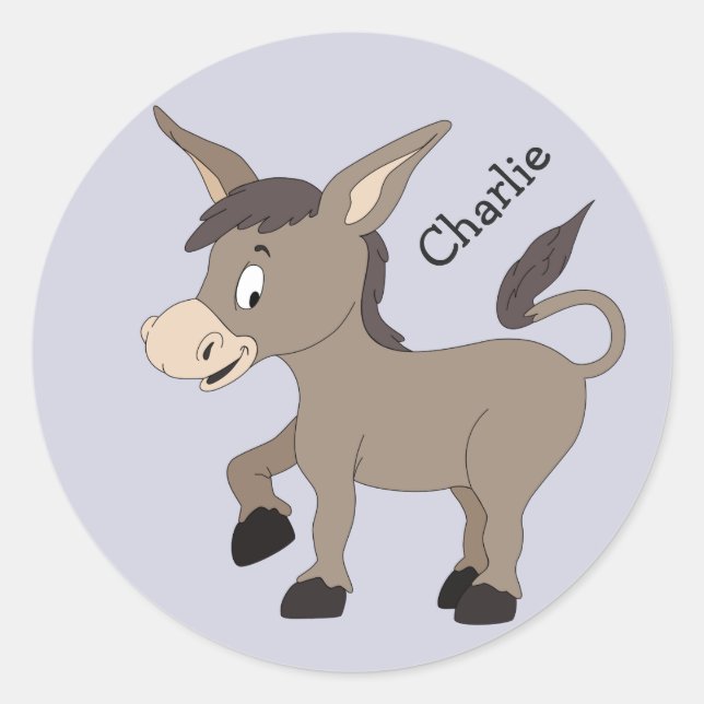 Donkey zur Illustration von individuelle Name-Aufk Runder Aufkleber (Vorderseite)