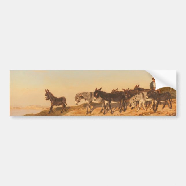 Donkeys in Südfrankreich (von Eugène Burnand) Autoaufkleber (Vorne)