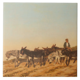 Donkeys in Südfrankreich (von Eugène Burnand) Fliese