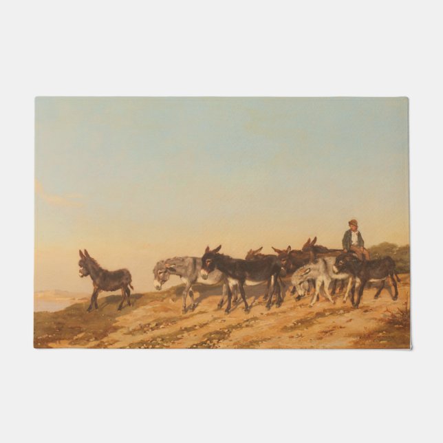 Donkeys in Südfrankreich (von Eugène Burnand) Fußmatte (Vorderseite)