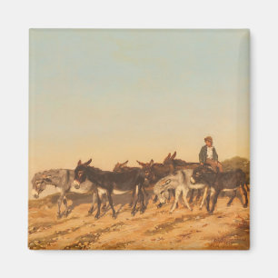 Donkeys in Südfrankreich (von Eugène Burnand) Magnet