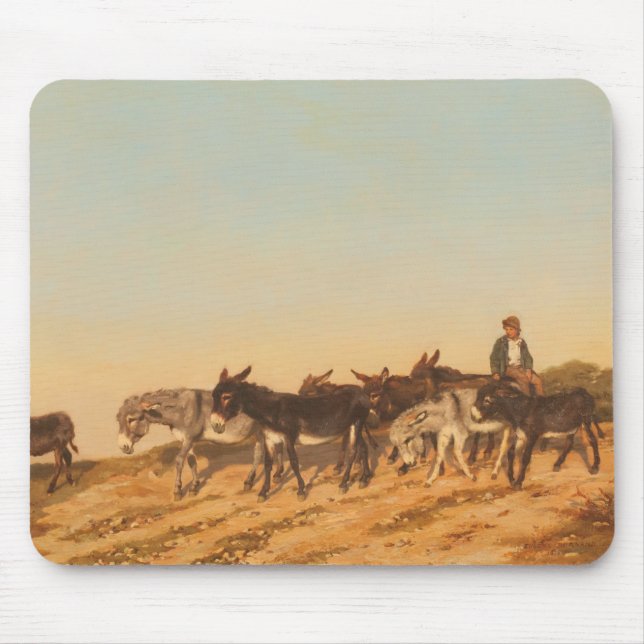 Donkeys in Südfrankreich (von Eugène Burnand) Mousepad (Vorne)