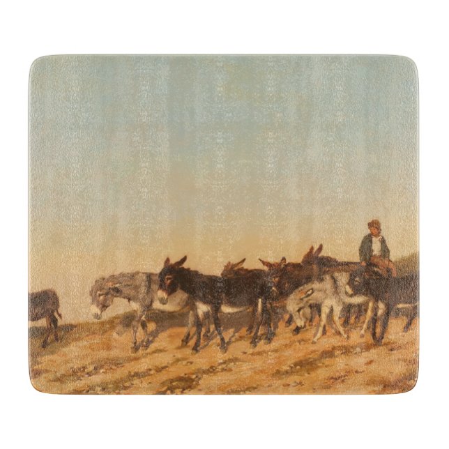 Donkeys in Südfrankreich (von Eugène Burnand) Schneidebrett (Vorderseite)