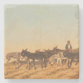 Donkeys in Südfrankreich (von Eugène Burnand) Steinuntersetzer