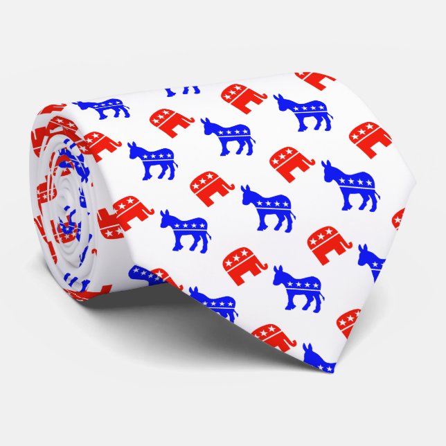 Donkeys und Elefanten Bipartisan Krawatte (Gerollt)