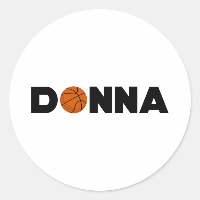 Donna Basketball Runder Aufkleber (Vorderseite)