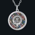 Donnachaidh (Robertson) Dress Hunting tartan Wappe Versilberte Kette<br><div class="desc">Donnachaidh (Robertson) Kleid Jagdtartan,  mit Wappen</div>